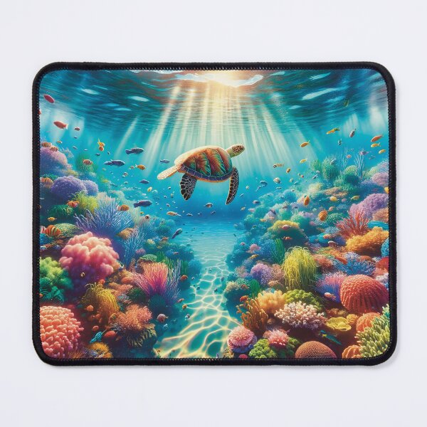 Item preview, Colourful tropical seascape with a sea turtle and sun-rays designed and sold by lozsart.