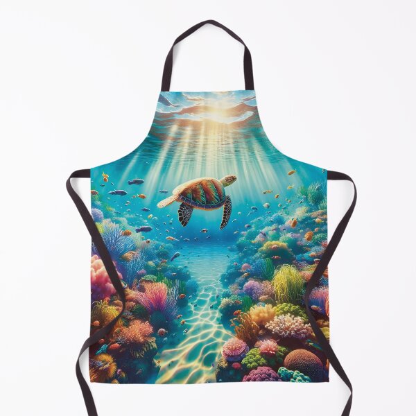 Item preview, Colourful tropical seascape with a sea turtle and sun-rays designed and sold by lozsart.