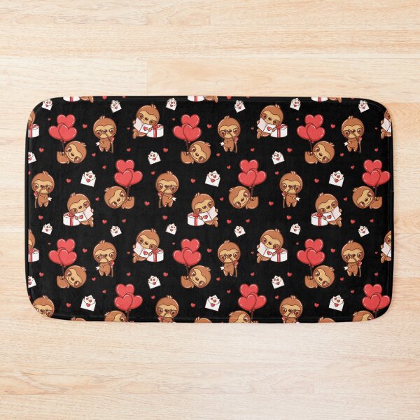 Item preview, Pattern Three-toed SLOTH holding Three RED Hearts Balloon | Valentine's Day Card | Gift  on white background - Kawaii Sloth Seamless FUN Design designed and sold by CanvasThread.