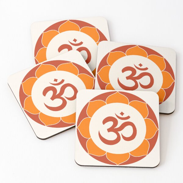 Artikelvorschau, Om-Symbol - rotes und oranges Mandala entworfen und verkauft von liftfrequencies.