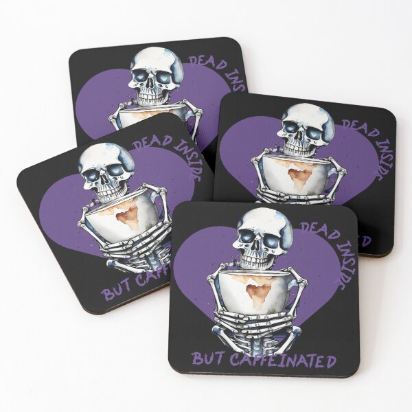 Item preview, Death decaf funny gifts for coffee lover Dead Inside But Caffeinated Funny gifts for Halloween Skull Spooky Time Szn designed and sold by MatthewViews.