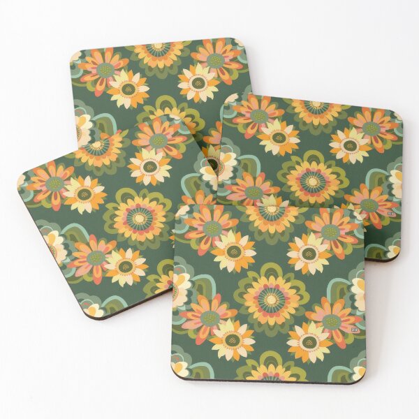 Item preview, Cascading retro flowers pattern designed and sold by PrettyPinkSkies.