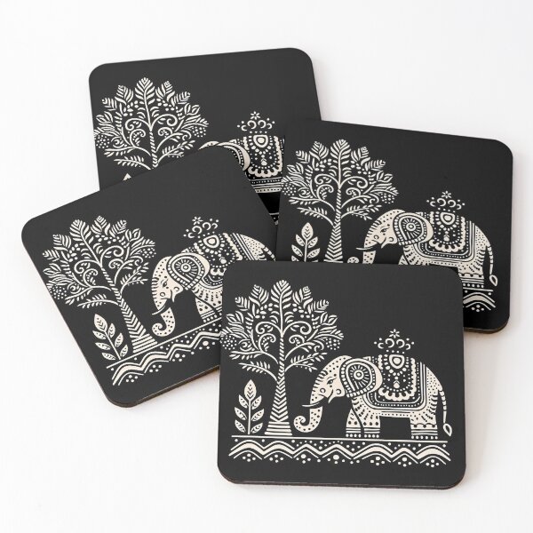 Item preview, Black Madhubani Indian elephant designed and sold by PictaNova.