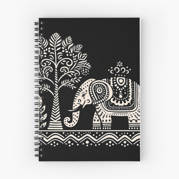 Artikelvorschau, Schwarzer indischer Madhubani-Elefant entworfen und verkauft von PictaNova.