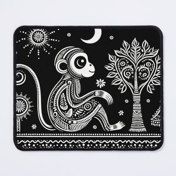 Item preview, Black Madhubani Indian Monkey designed and sold by PictaNova.
