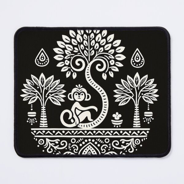 Item preview, Black Madhubani Indian Monkey 2 designed and sold by PictaNova.
