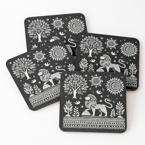 Item preview, Black Madhubani Indian Lion designed and sold by PictaNova.