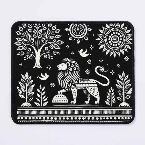 Item preview, Black Madhubani Indian Lion designed and sold by PictaNova.