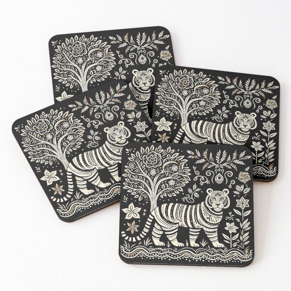 Item preview, Black Madhubani Indian Tiger designed and sold by PictaNova.