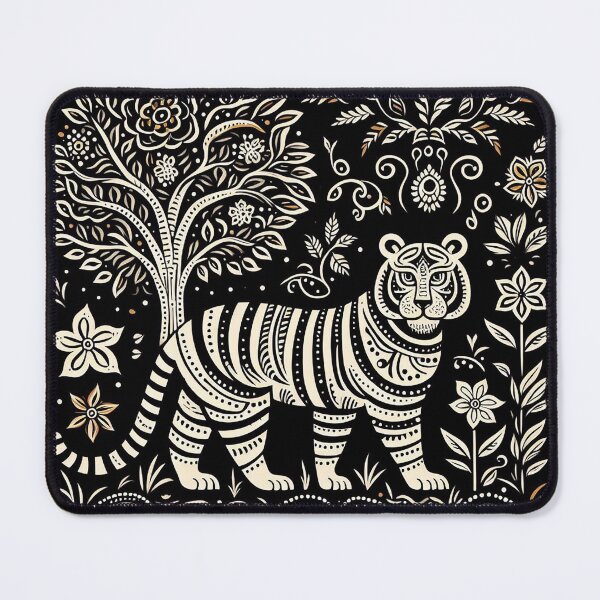Item preview, Black Madhubani Indian Tiger designed and sold by PictaNova.