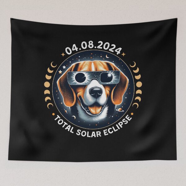 Item preview, Beagle Dog  In TotalSolar Eclipse, wearing eclipse glasses designed and sold by ArtByKatti.