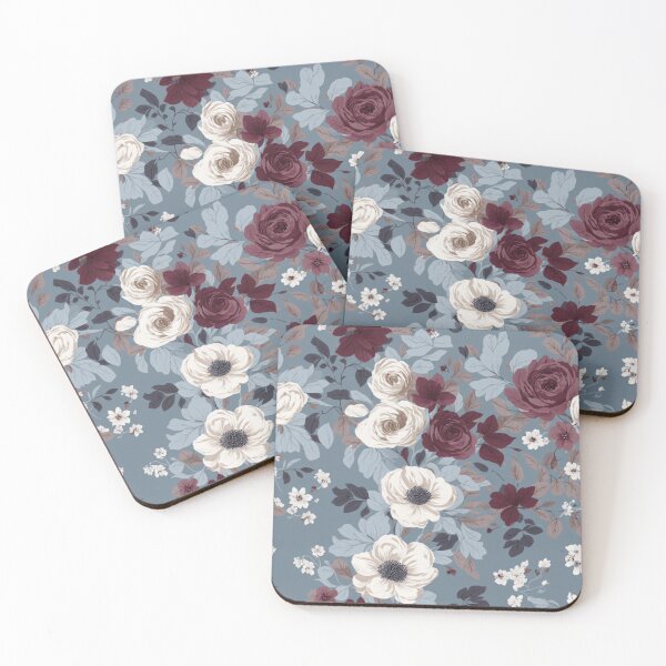 Item preview, Dusty Blue and Burgundy Floral Seamless Pattern  designed and sold by PaxtonProjects.