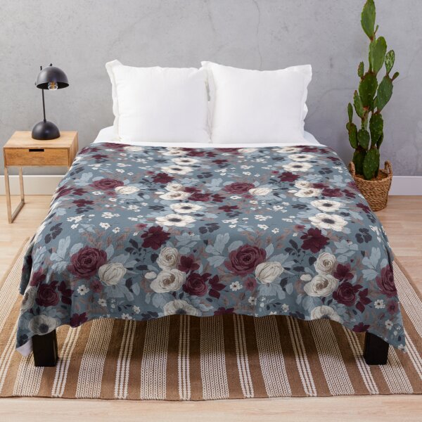 Item preview, Dusty Blue and Burgundy Floral Seamless Pattern  designed and sold by PaxtonProjects.