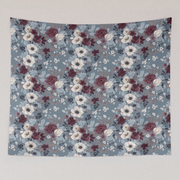 Item preview, Dusty Blue and Burgundy Floral Seamless Pattern  designed and sold by PaxtonProjects.