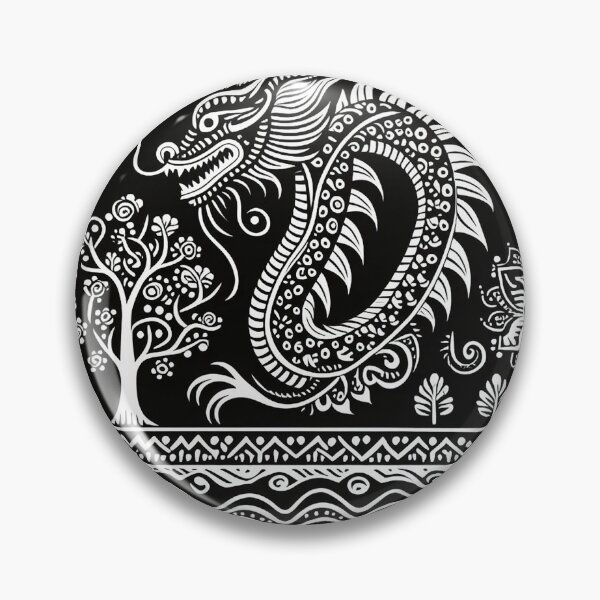 Item preview, Black Madhubani Dragon designed and sold by PictaNova.