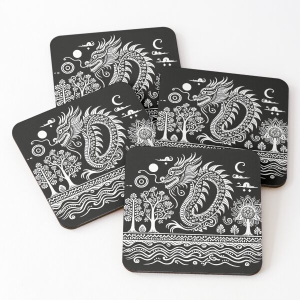 Item preview, Black Madhubani Dragon designed and sold by PictaNova.