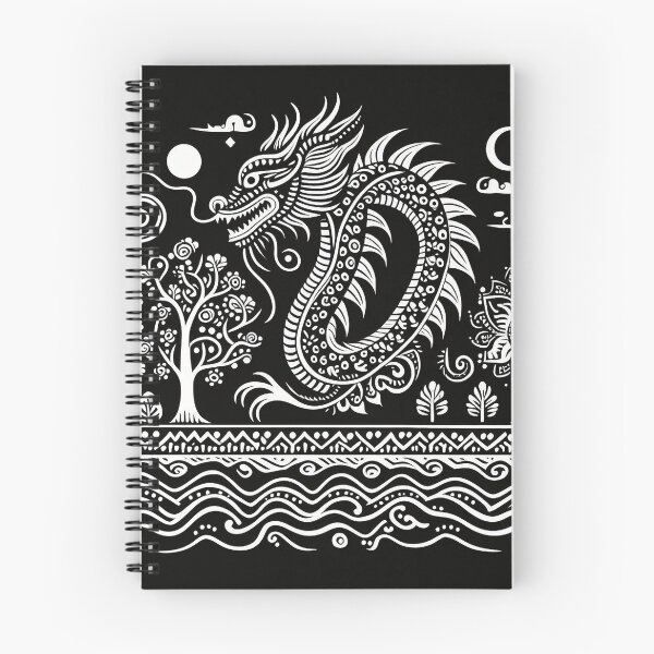 Item preview, Black Madhubani Dragon designed and sold by PictaNova.