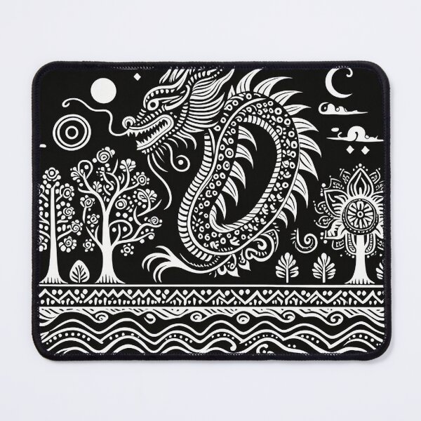 Item preview, Black Madhubani Dragon designed and sold by PictaNova.