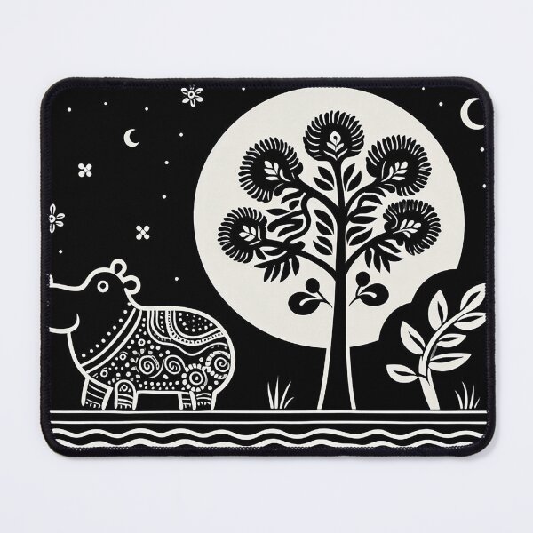 Item preview, Black Madhubani hippo designed and sold by PictaNova.