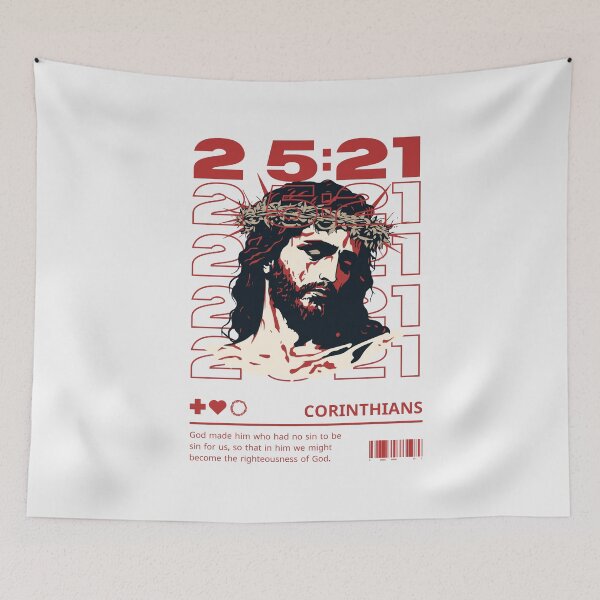 Item preview, Grace & Redemption: Corinthians 2:5:21 Christian Art with Jesus, Cross, & Symbols designed and sold by HahaHandlesHub.