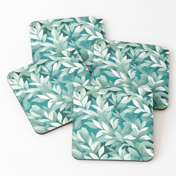 Item preview, Retro Mid Century Modern Botanical Leaves Muted Teal designed and sold by Prints and Lifestyle.