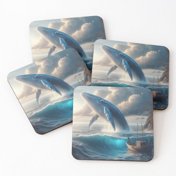 Item preview, Blue Whale Breaches Near a Fishing Boat  designed and sold by CarolM.