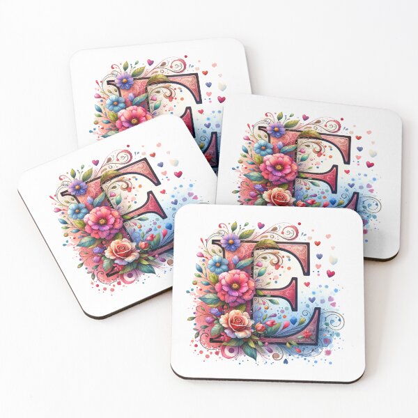 Item preview, The Letter E with Flowers and Hearts designed and sold by PassionforLove.