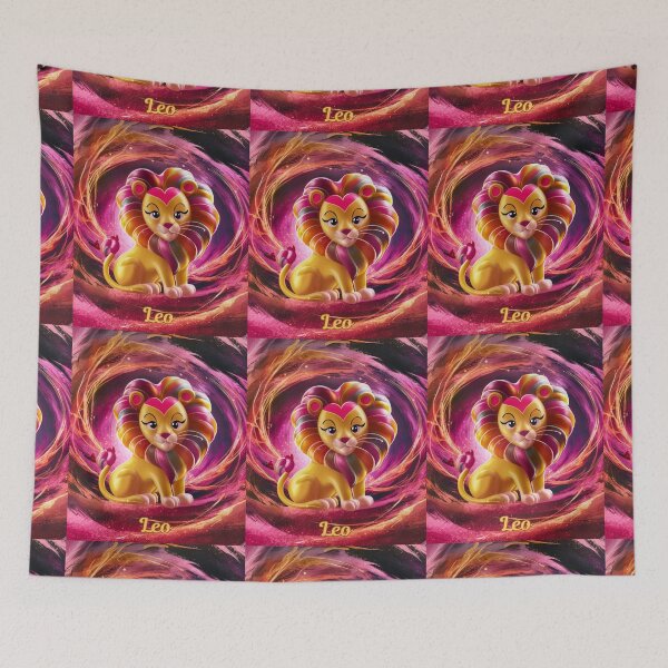 Item preview, Leo Zodiac, cute lion, heart shape designed and sold by ZodiacWonders.