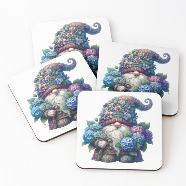 Item preview, Funny gnome with blue and purple hydrangea flowers  designed and sold by Aonsnoopy.