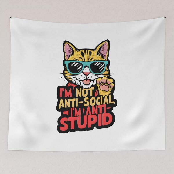 Item preview, Anti-Social, Anti-Stupid Cat designed and sold by IlikeStyle.