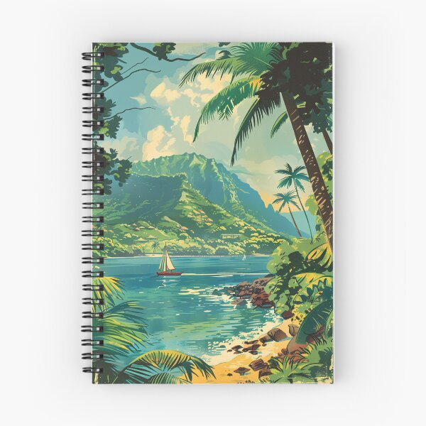 Item preview, Vintage Hawaii Sailboat Beach Cove Aesthetic Art designed and sold by LVTFCOarts.