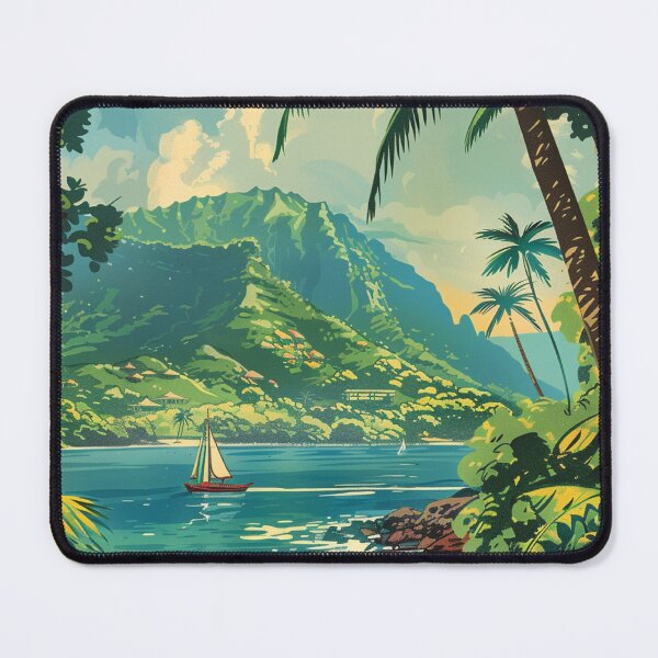Item preview, Vintage Hawaii Sailboat Beach Cove Aesthetic Art designed and sold by LVTFCOarts.