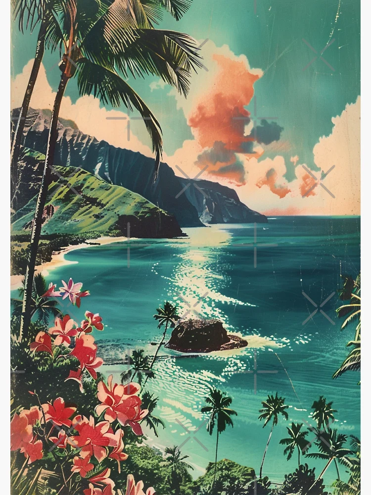 Vintage Hawaiian Beach Ocean Nature Aesthetic Graphic Vintage Hawaiian Beach Ocean Nature Aesthetic Graphic