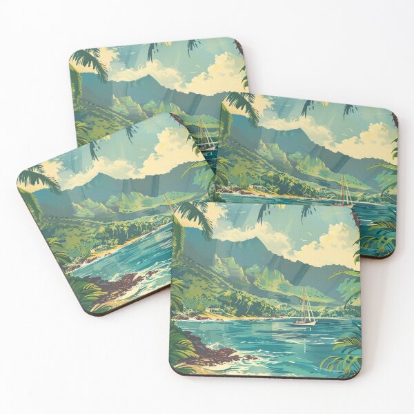 Item preview, Vintage Hawaii Beach Sailboat Ocean Theme Art designed and sold by LVTFCOarts.
