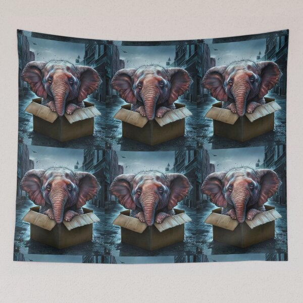 Item preview, Elephant Portrait. sad raining street designed and sold by ElephantVibes.