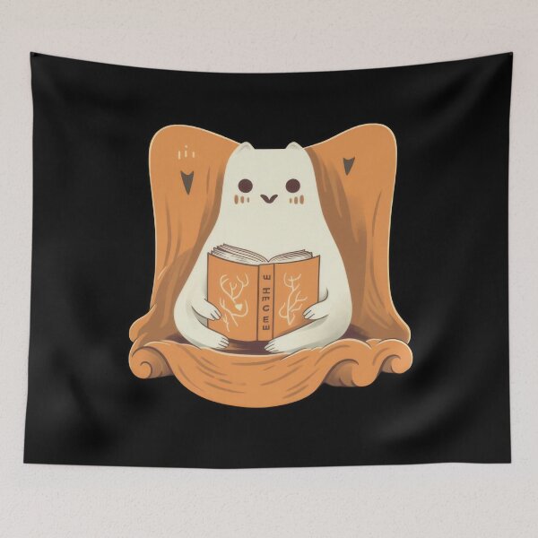 Item preview, Cute Ghost Cat With Book designed and sold by VerveVerseBoo.
