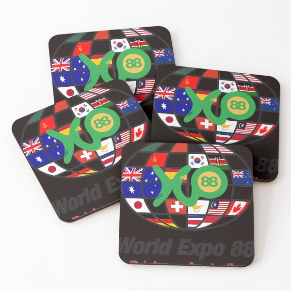 Item preview, expo 88 logo with flags designed and sold by MarmiLacharite.