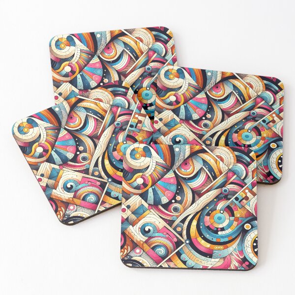 Item preview,  a colorful abstract pattern with geometric shapes and swirls designed and sold by asbno19.
