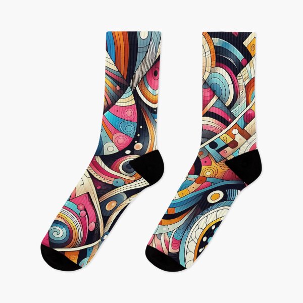 Item preview,  a colorful abstract pattern with geometric shapes and swirls designed and sold by asbno19.