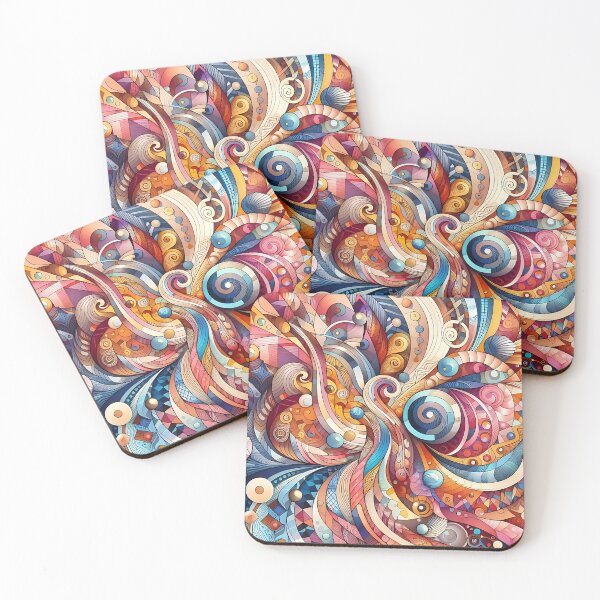 Item preview, a colorful abstract pattern with geometric shapes and swirls designed and sold by asbno19.