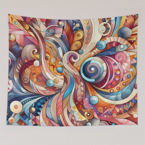 Item preview, a colorful abstract pattern with geometric shapes and swirls designed and sold by asbno19.