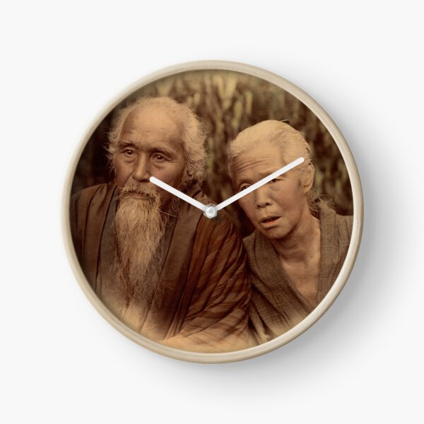 Elderly Japanese couple, 1890s Clock
