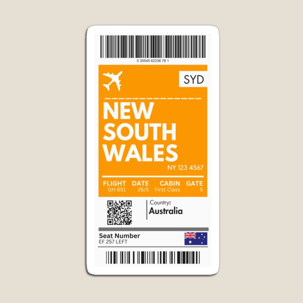 Item preview, New south wales Airplane Boarding pass designed and sold by RoamInk.