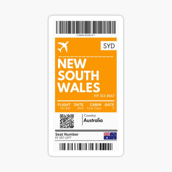 Item preview, New south wales Airplane Boarding pass designed and sold by RoamInk.