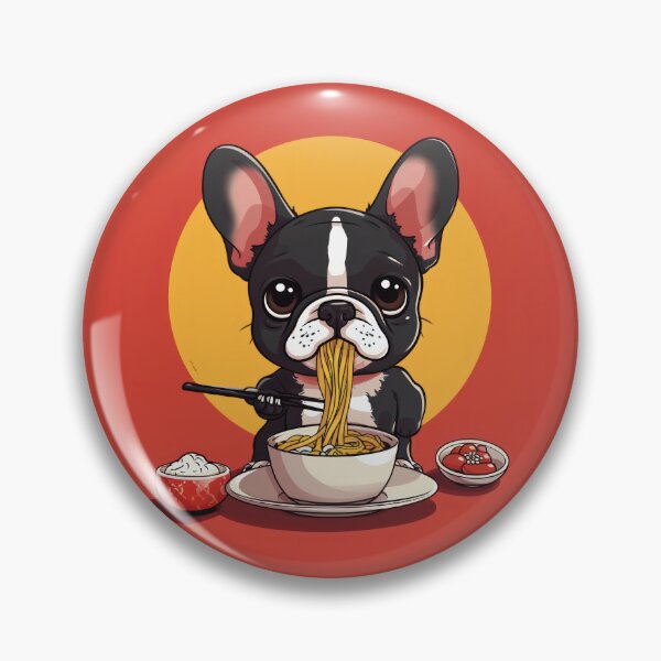 Item preview, French bulldog eating ramen - Frenche dog eating noodles designed and sold by Daydreamsatdawn.