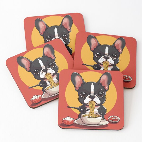 Item preview, French bulldog eating ramen - Frenche dog eating noodles designed and sold by Daydreamsatdawn.