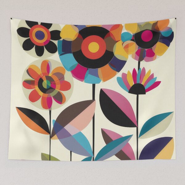 Item preview, Colourful abstract flower art designed and sold by PrettyPinkSkies.