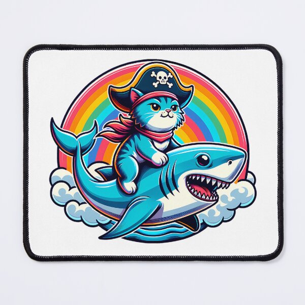 Item preview, Cat Riding Shark Rainbow Shirt designed and sold by PeelZinc.