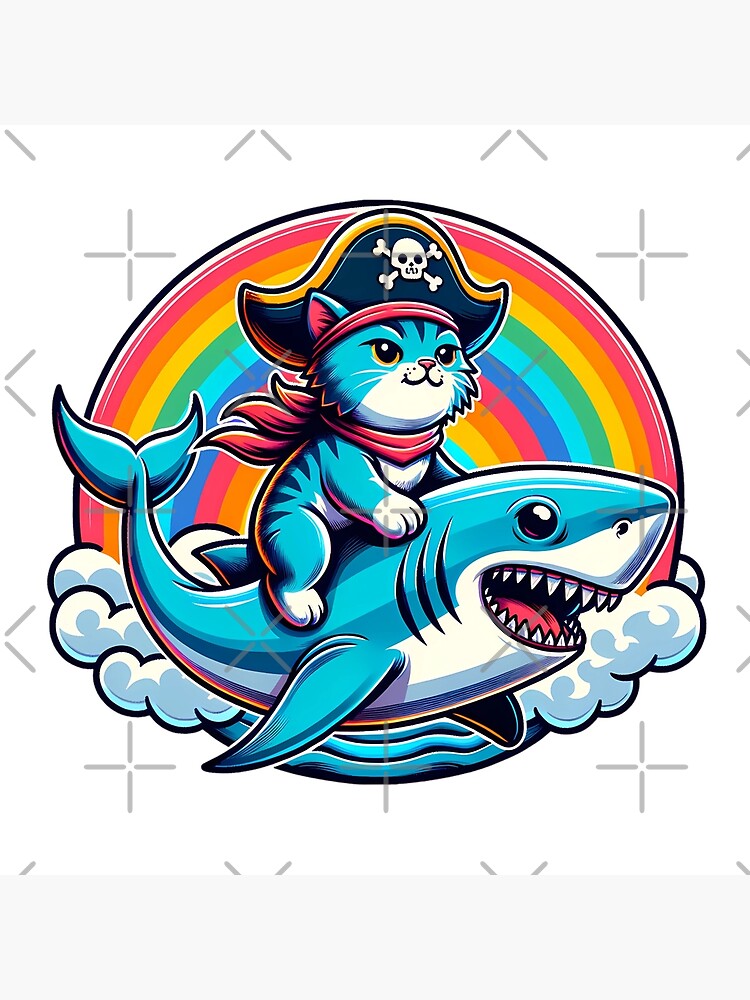 Cat shark rainbow shirt hotsell