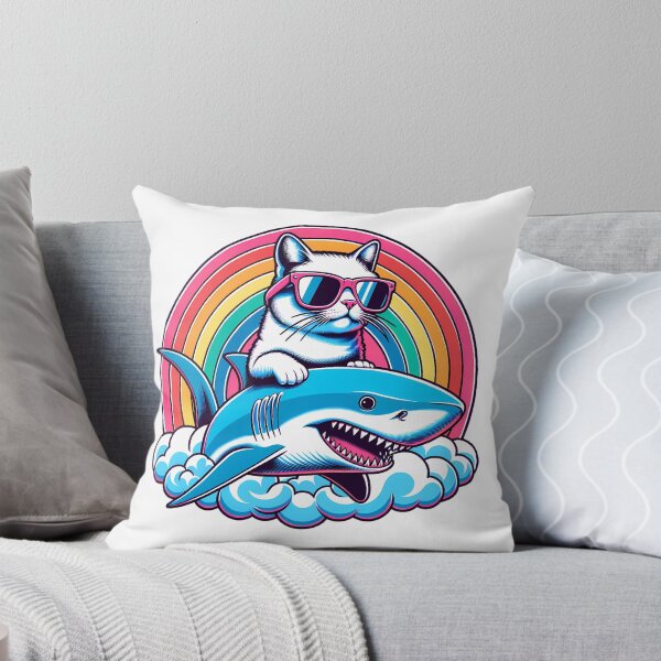 Item preview, Cat Riding Shark Rainbow Shirt designed and sold by PeelZinc.